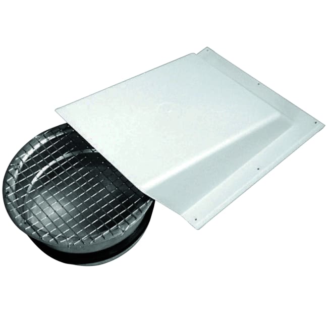 Avkast-uteluftkappe hvit plast - nippel m/gitter Ø125mm