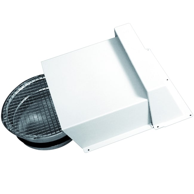 Avkast-uteluftkappe hvit plast - nippel m/gitter Ø160mm