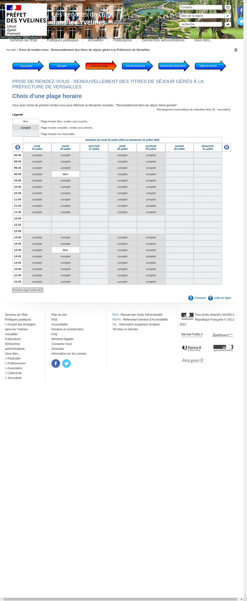 Prise de rendezvous Renouvellement des titres de séjour gérés à la