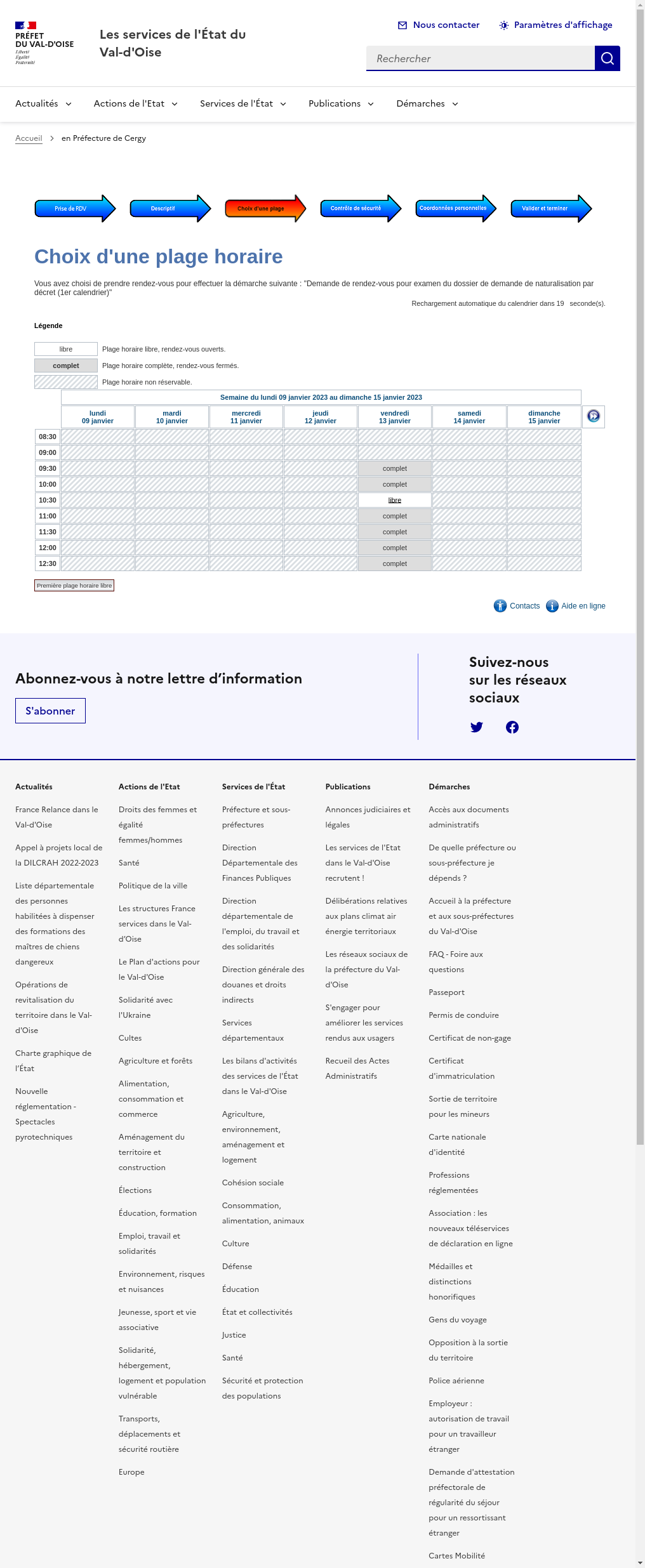 Demande de rendezvous pour examen du dossier de demande de