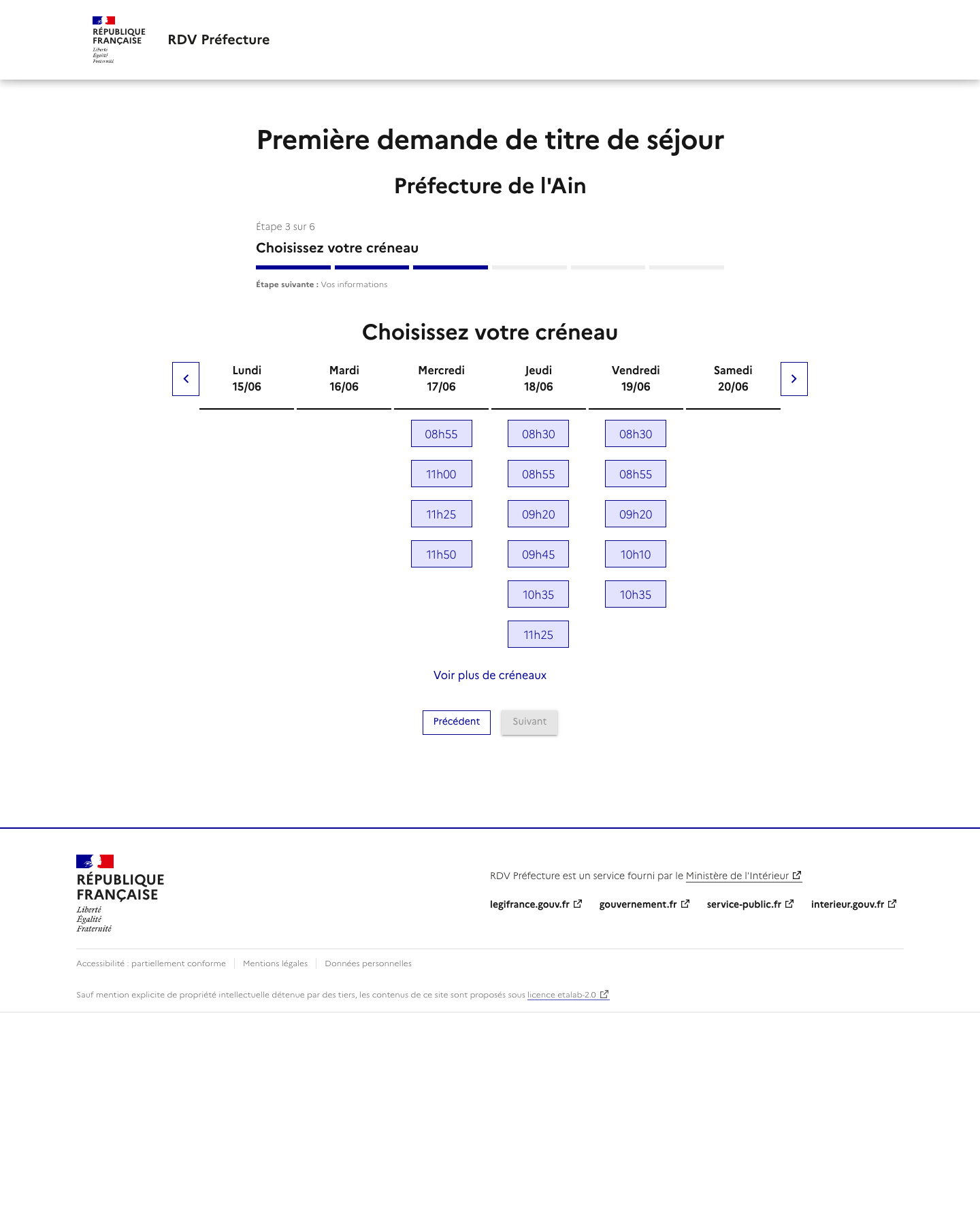 Capture d'écran RDV disponible Première demande de titre de séjour 27/04/2026 12:02