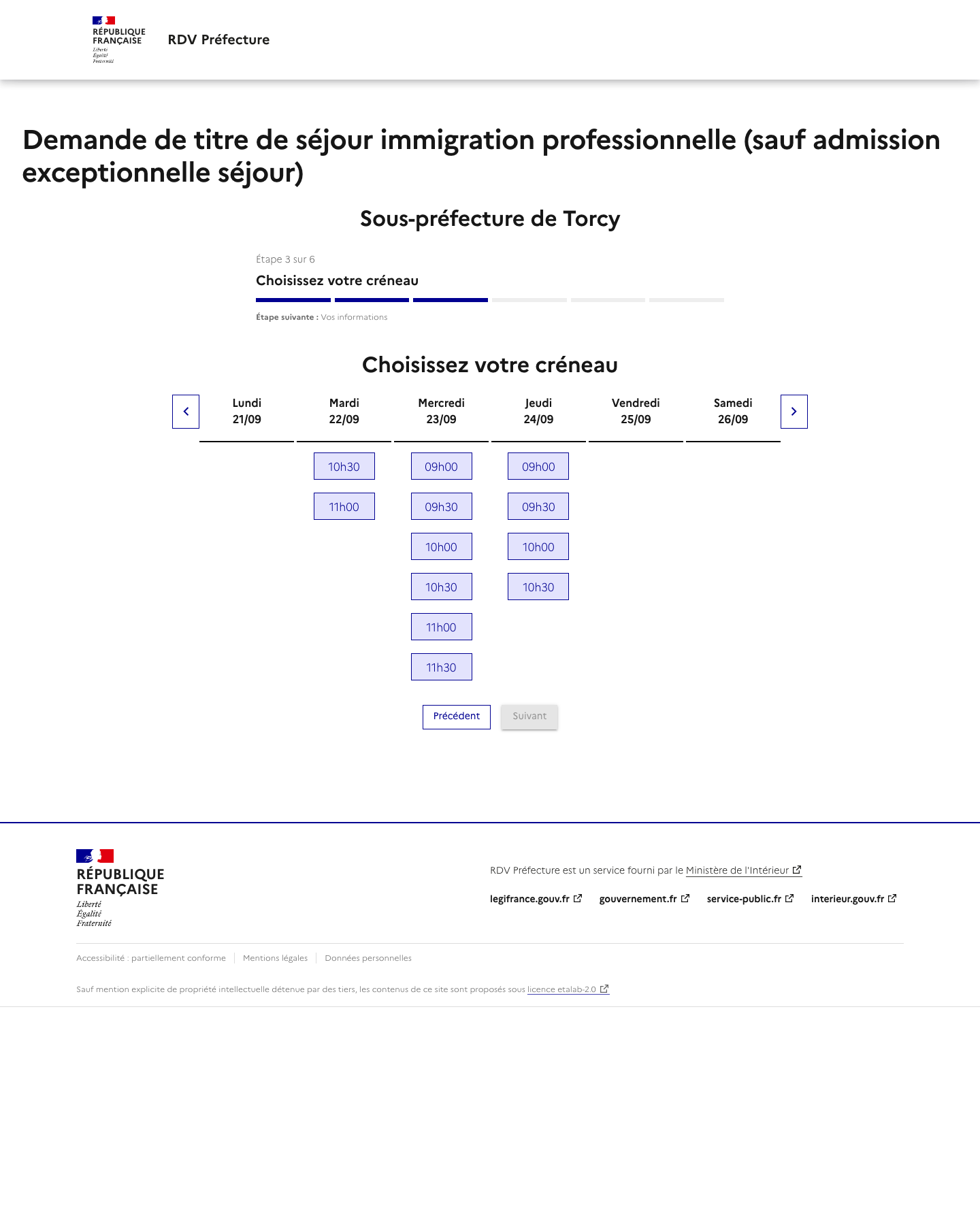 Créneau disponible Renouvellement de titre de séjour, ou de VLS-TS (Visa Long Séjour valant Titre de Séjour) ou de carte de résident 1 préfecture de Torcy