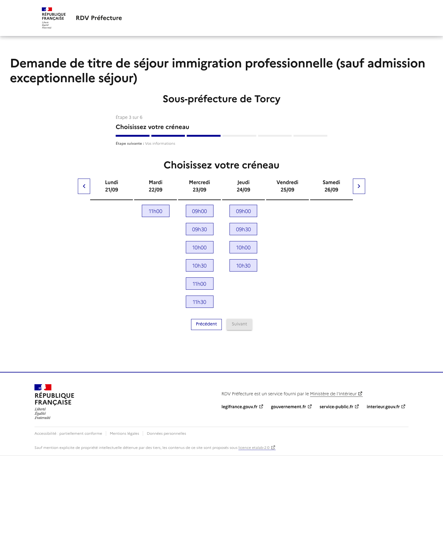 Créneau disponible Renouvellement de titre de séjour, ou de VLS-TS (Visa Long Séjour valant Titre de Séjour) ou de carte de résident 1 préfecture de Torcy