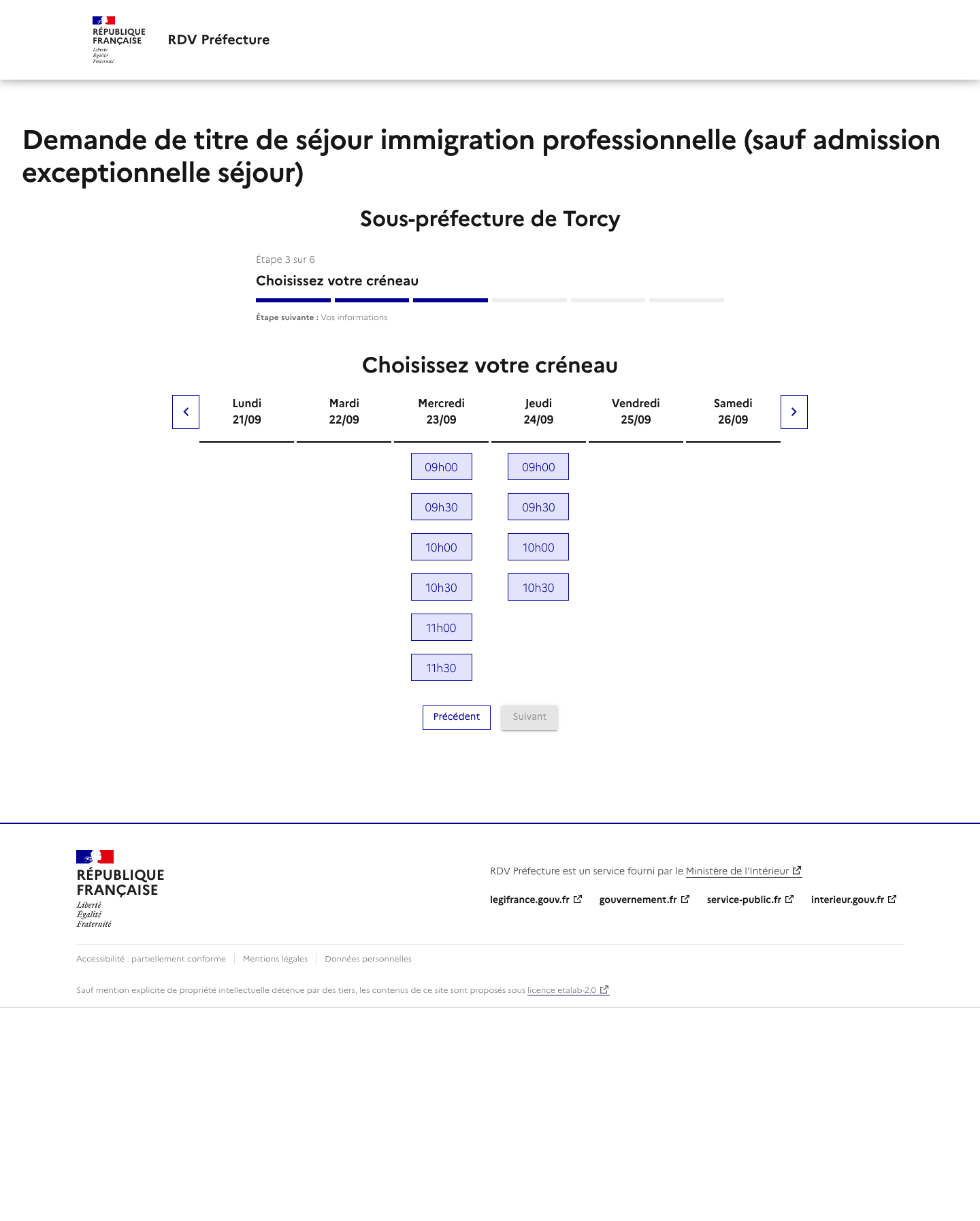 Créneau disponible Renouvellement de titre de séjour, ou de VLS-TS (Visa Long Séjour valant Titre de Séjour) ou de carte de résident 1 préfecture de Torcy