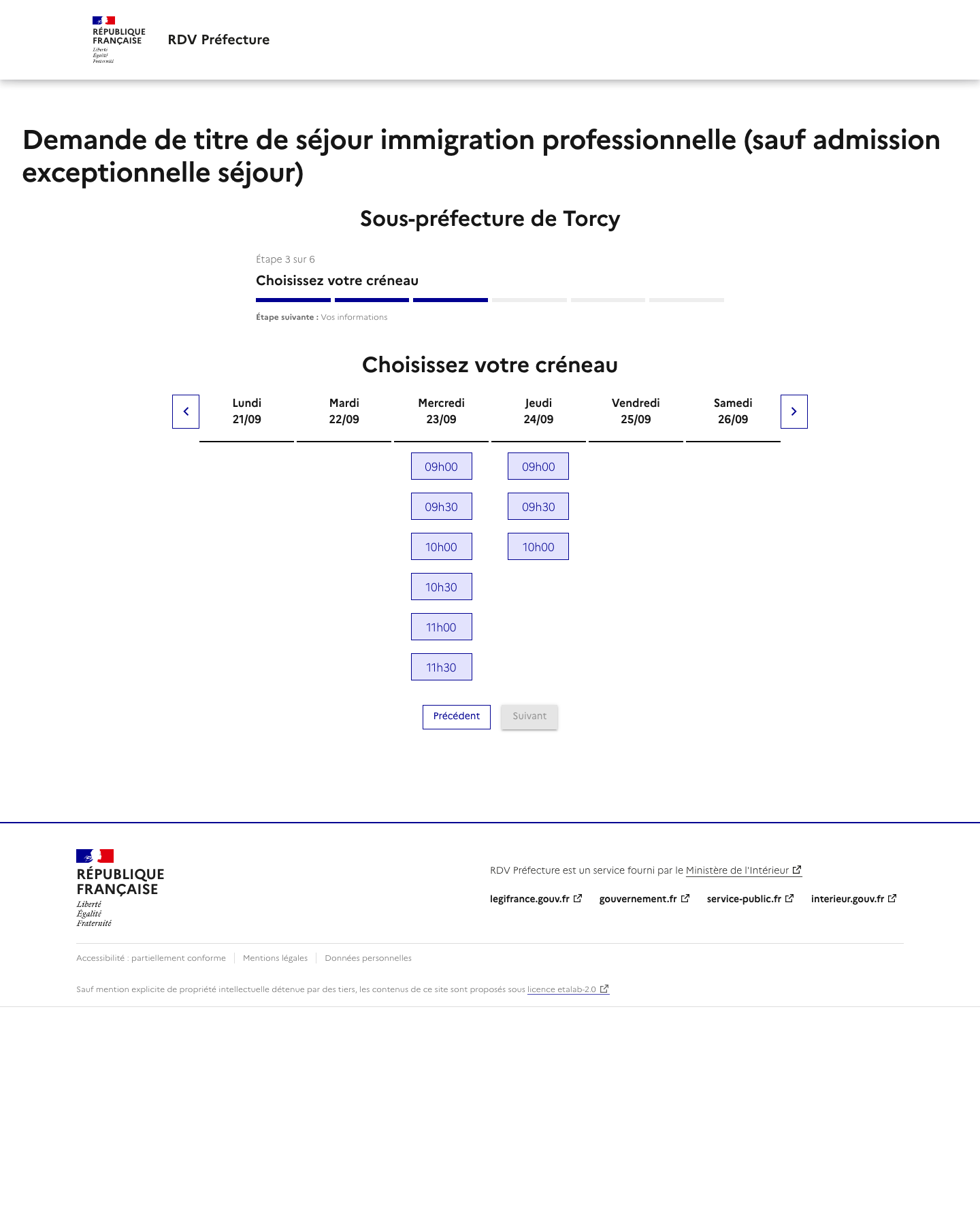 Créneau disponible Renouvellement de titre de séjour, ou de VLS-TS (Visa Long Séjour valant Titre de Séjour) ou de carte de résident 1 préfecture de Torcy