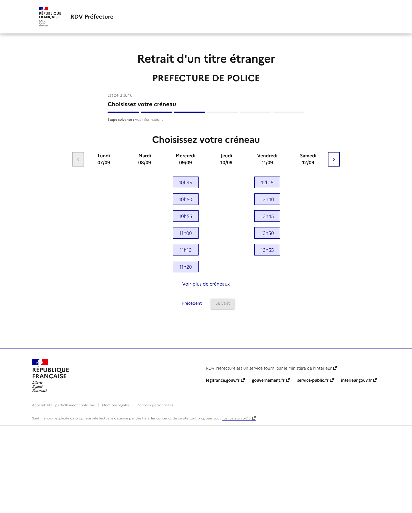 Capture d'écran alerte RDV préfecture détectée pour Remise d'un titre de séjour étranger le 08/09/2026 20:50
