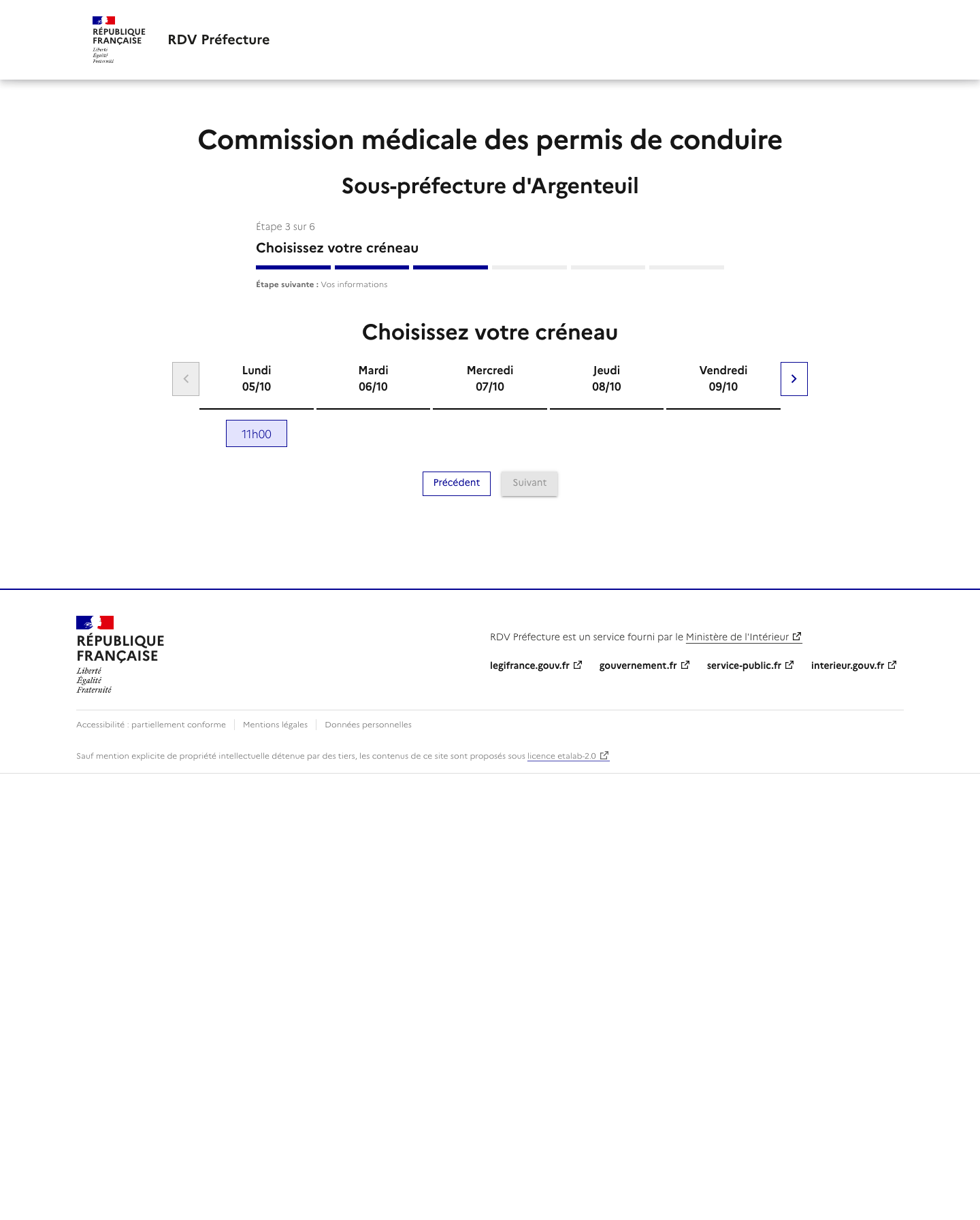 Créneau disponible Visite médicale en commission médicale primaire préfecture de Cergy