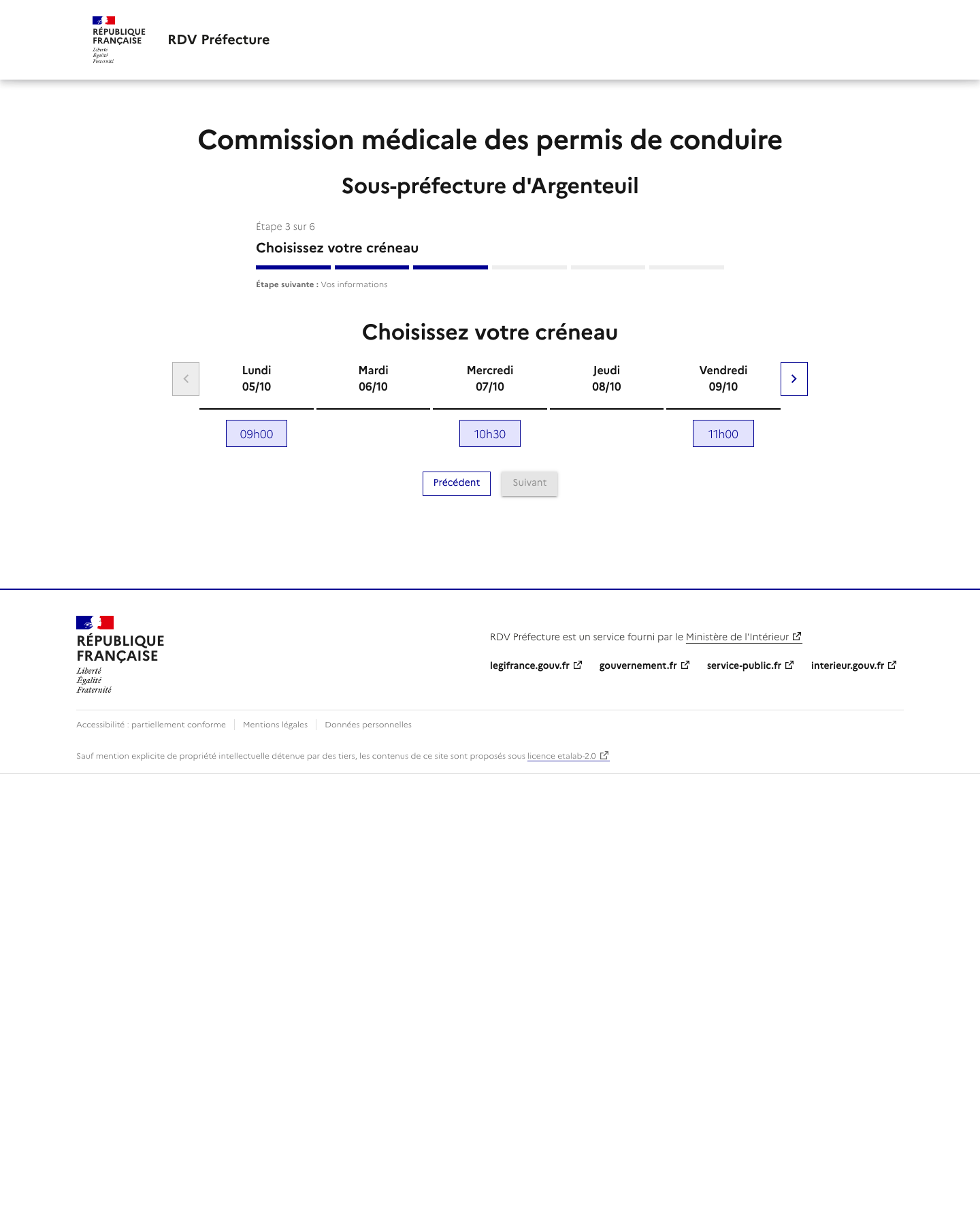 Créneau disponible Visite médicale en commission médicale primaire préfecture de Cergy