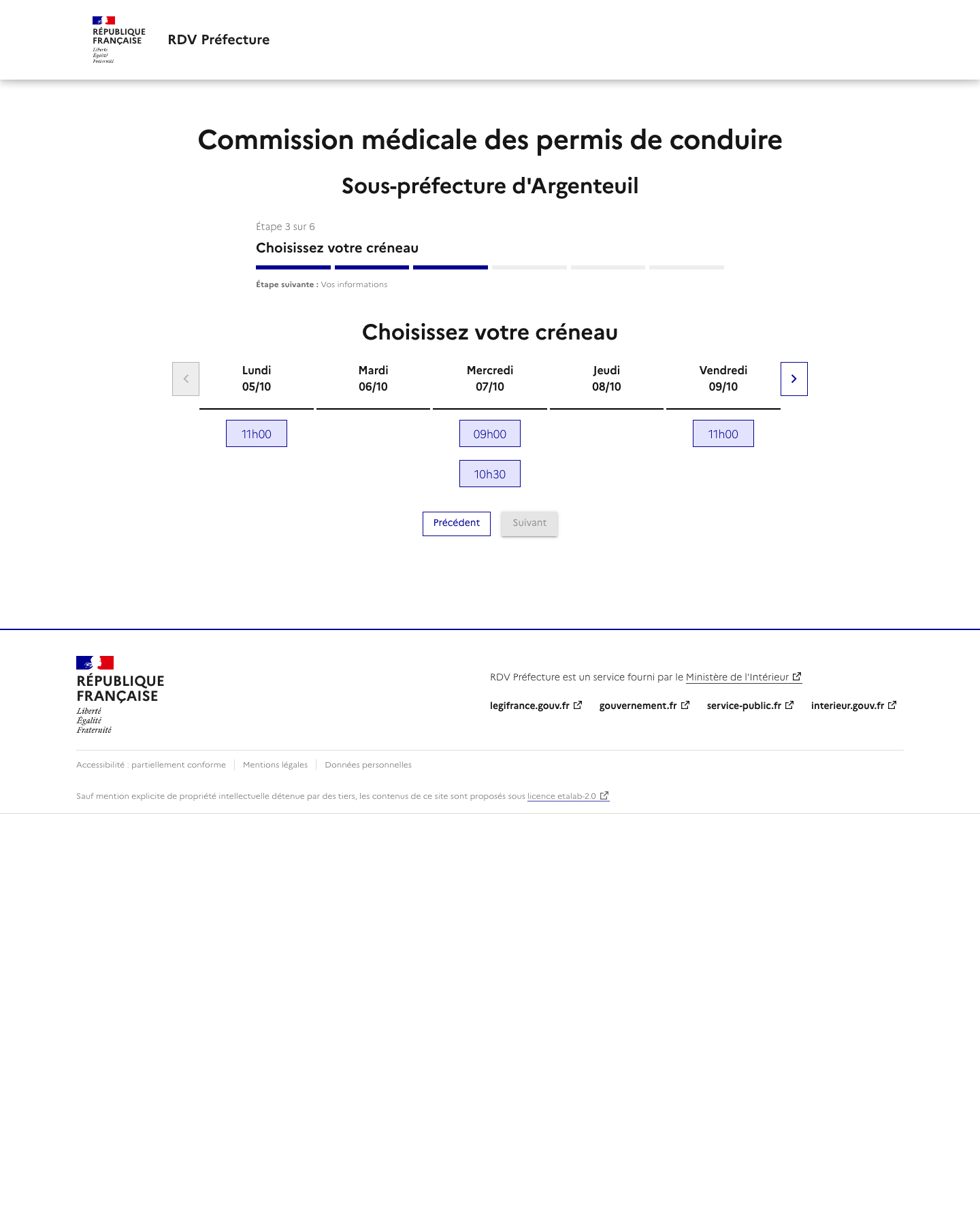 Créneau disponible Visite médicale en commission médicale primaire préfecture de Cergy