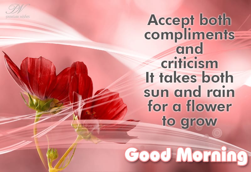 Good Morning Accept both compliments and criticism Premium Wishes