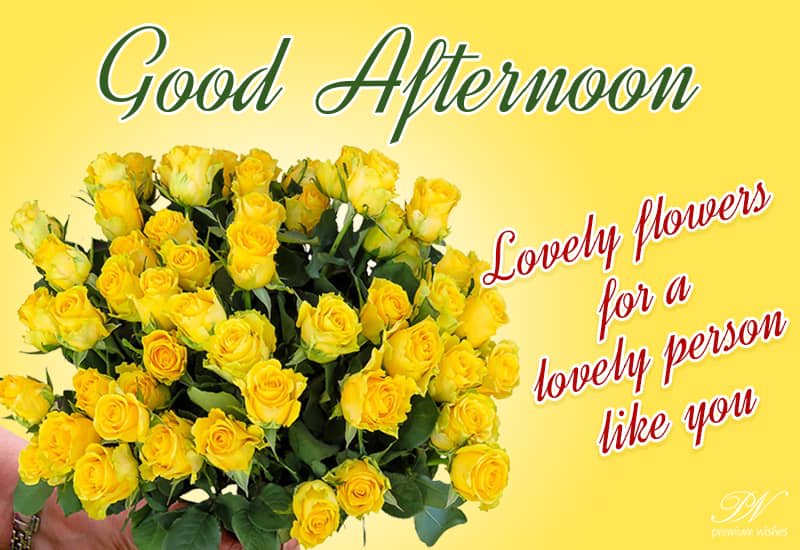 Good Afternoon Sending some lovely flowers for a lovely person like you Premium Wishes