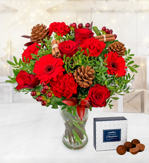 Festivity – Free Chocs – Christmas Flowers – Christmas Flowers By Post – Xmas Flowers – Christmas Flowers UK