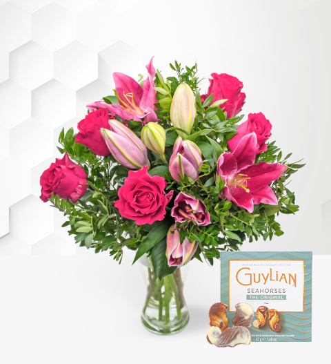 Rose and Lily Mothers Day Flowers - Flower Delivery - Buy Flowers Online - Free Chocs image