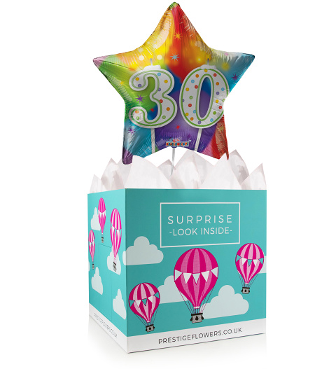 Happy 30th Birthday - Balloon in a Box Gifts - 30th Birthday Balloons - 30th Birthday Balloon Gifts - Balloon in a Box Gift Delivery