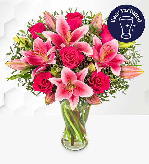 Rose and Lily with Vase image