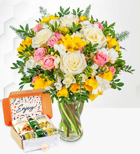 Rose and Freesia with Gin Gift image