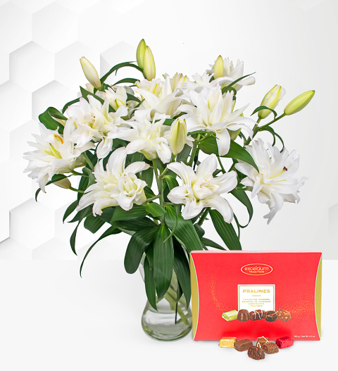 Image of Double-Flowering Lilies with Chocs