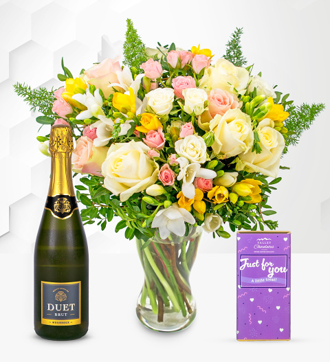 Rose and Freesia with Fizz & Choc Bar image