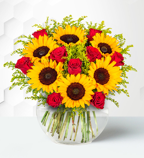 Sunflowers & Red Roses - Free Chocs - Flower Delivery - Next Day Flower Delivery - Next Day Flowers - Send Flowers - Flowers By Post image