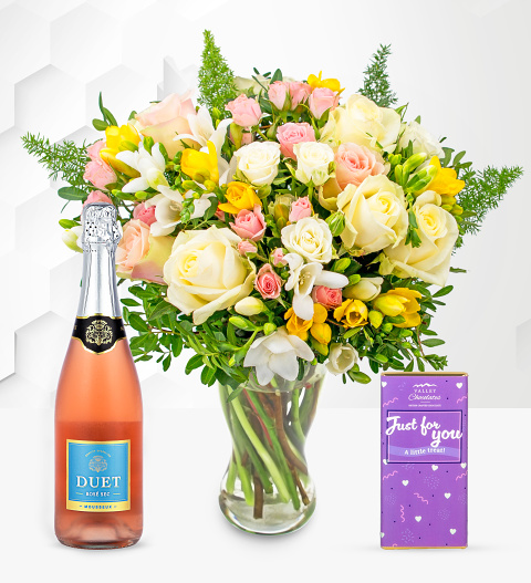Rose and Freesia with Fizz & Choc Bar image