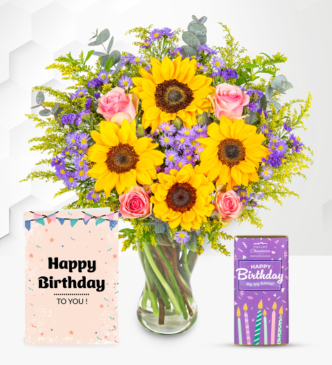 July Bouquet with Birthday Chocolate & Card