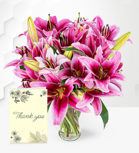 Stargazer Lilies & Thank You Card image