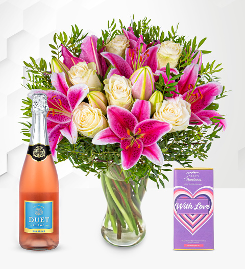 Pink Lilies & Roses Fizz Joy Gift image