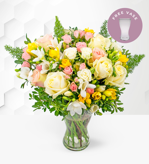 Rose and Freesia with FREE Vase image