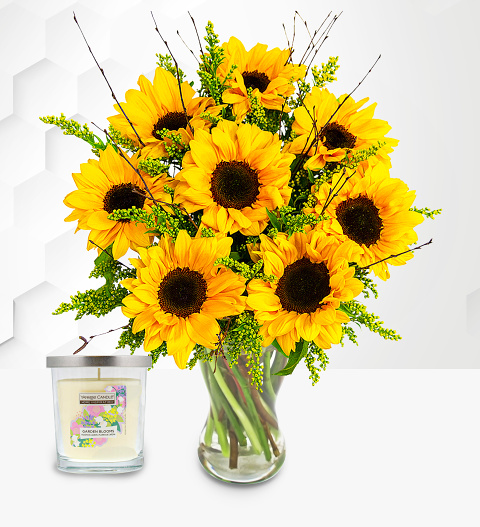 Sensational Sunflowers with Candle image