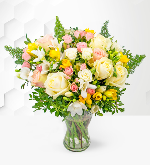 Rose and Freesia - Free Chocs - Flower Delivery - Next Day Flower Delivery - Birthday Flowers - Flowers By Post image