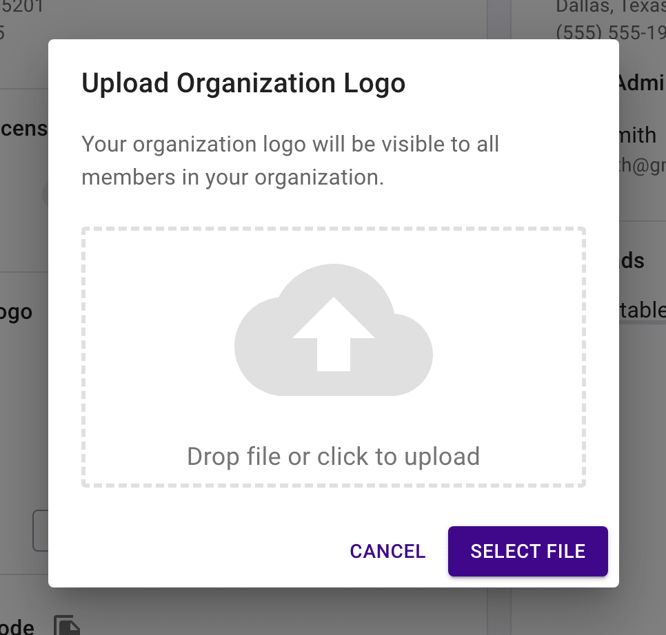 Organization logo dialog.