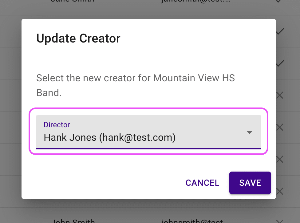 Select a head director from the options menu.