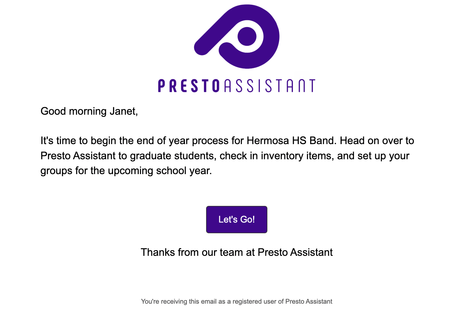 Email to remind director about End of Year Process.
