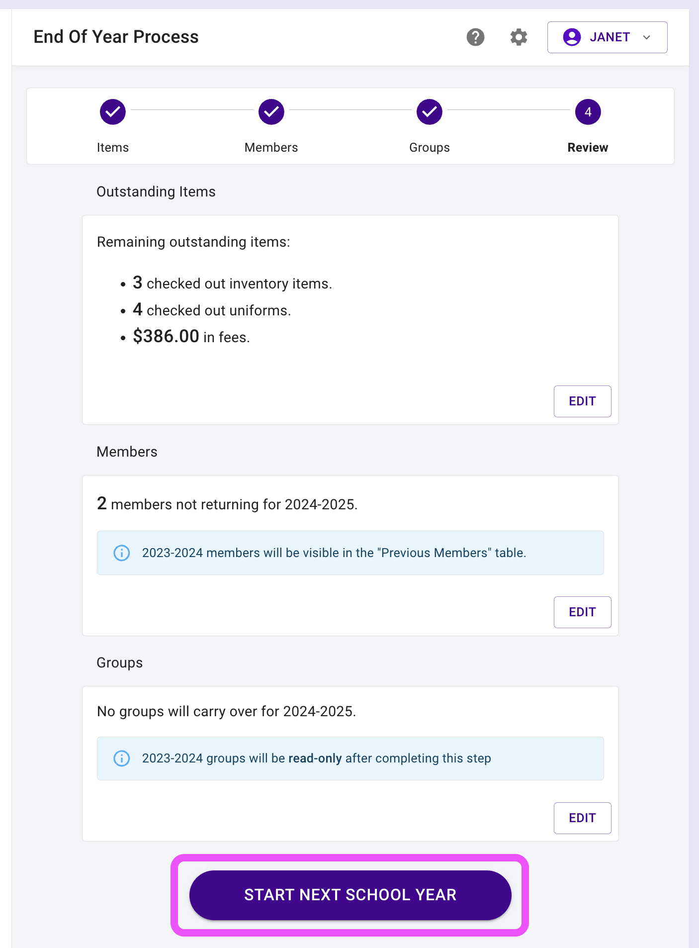 Complete the End of Year Process