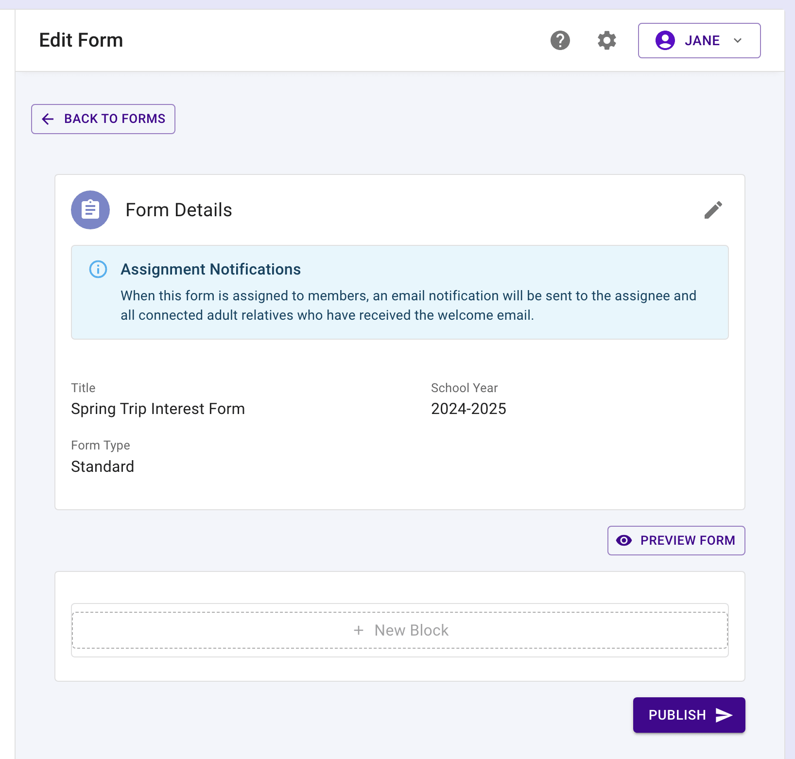 Edit form page.
