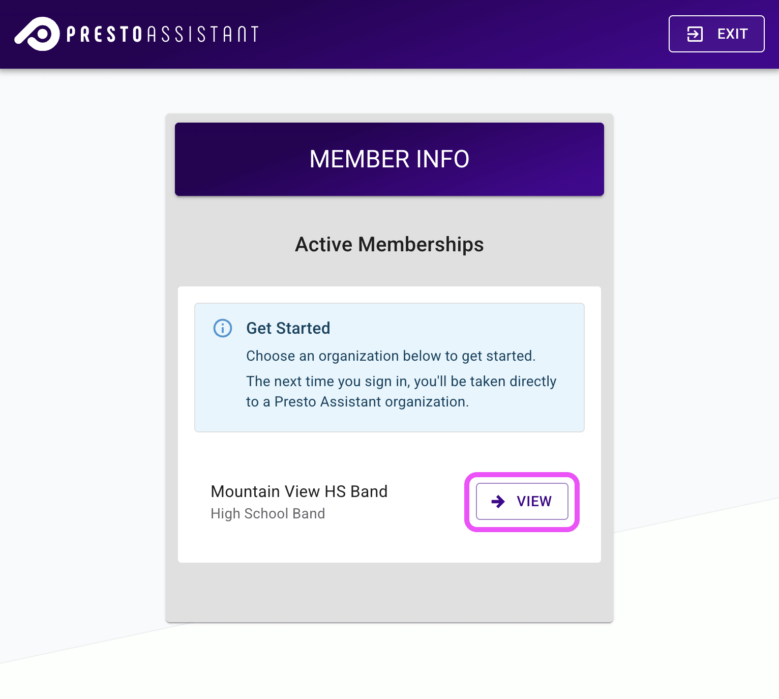 Choose your organization from the list