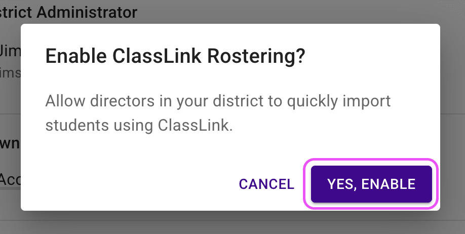 Enable ClassLink confirmation dialog.