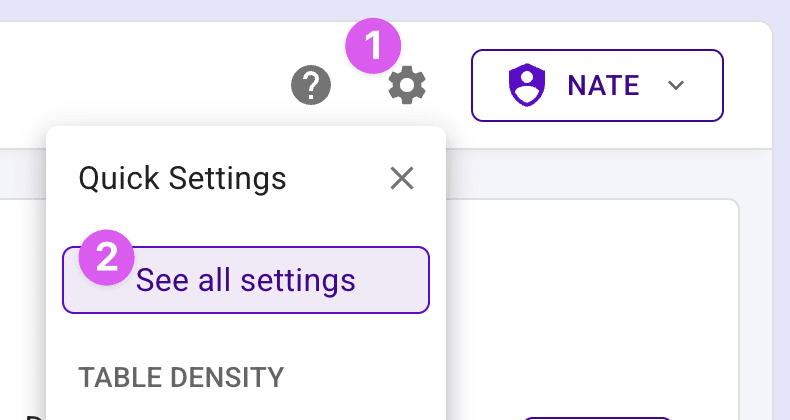 Settings menu with See all settings option highlighted.