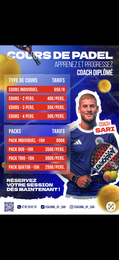 Voici les tarifs 🎾🎾 — Sari Nahas