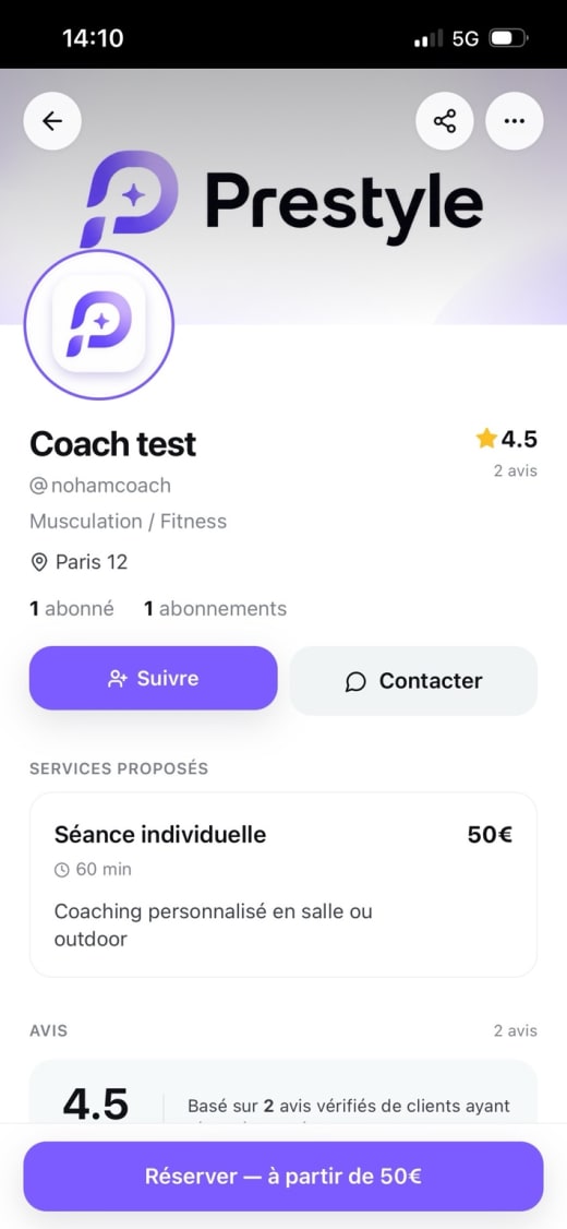 Aperçu de démonstration : un profil pour comparer