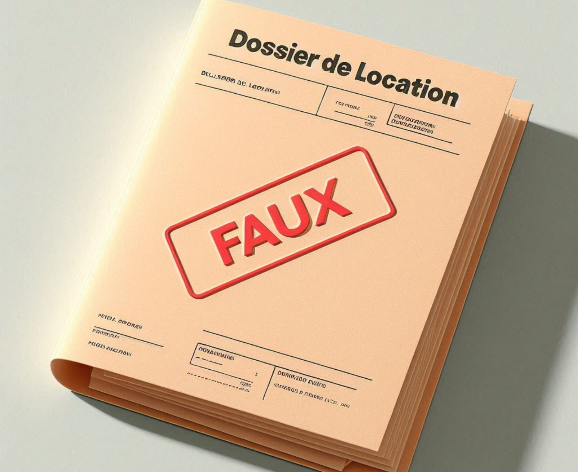 Un dossier de location tamponné de la mention "faux" 