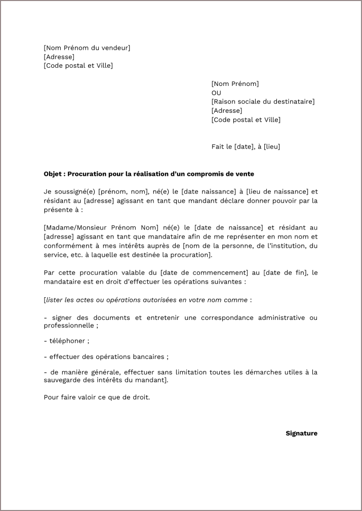 procuration-signature-compromis-de-vente