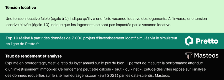 Légende article tension locative et rendement