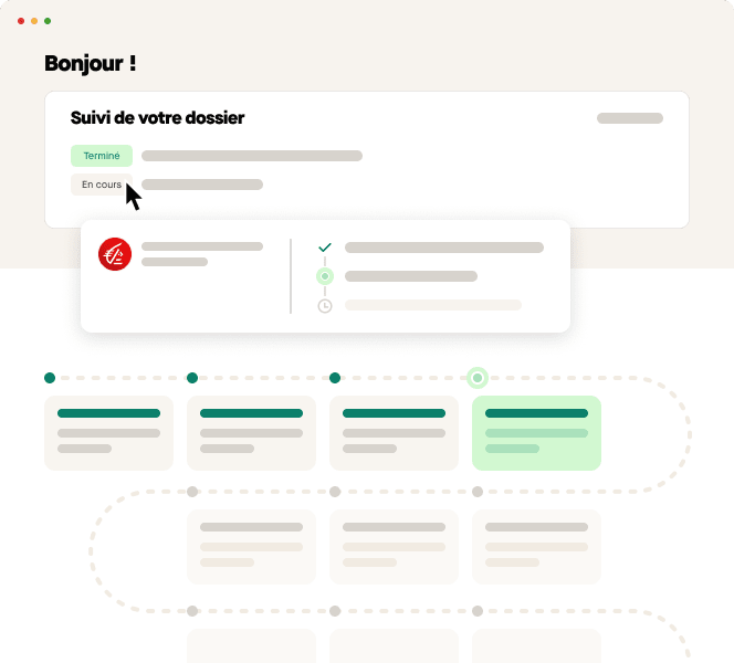 Votre espace client disponible 24/24 pour suivre votre l'avancement de votre dossier en temps réel