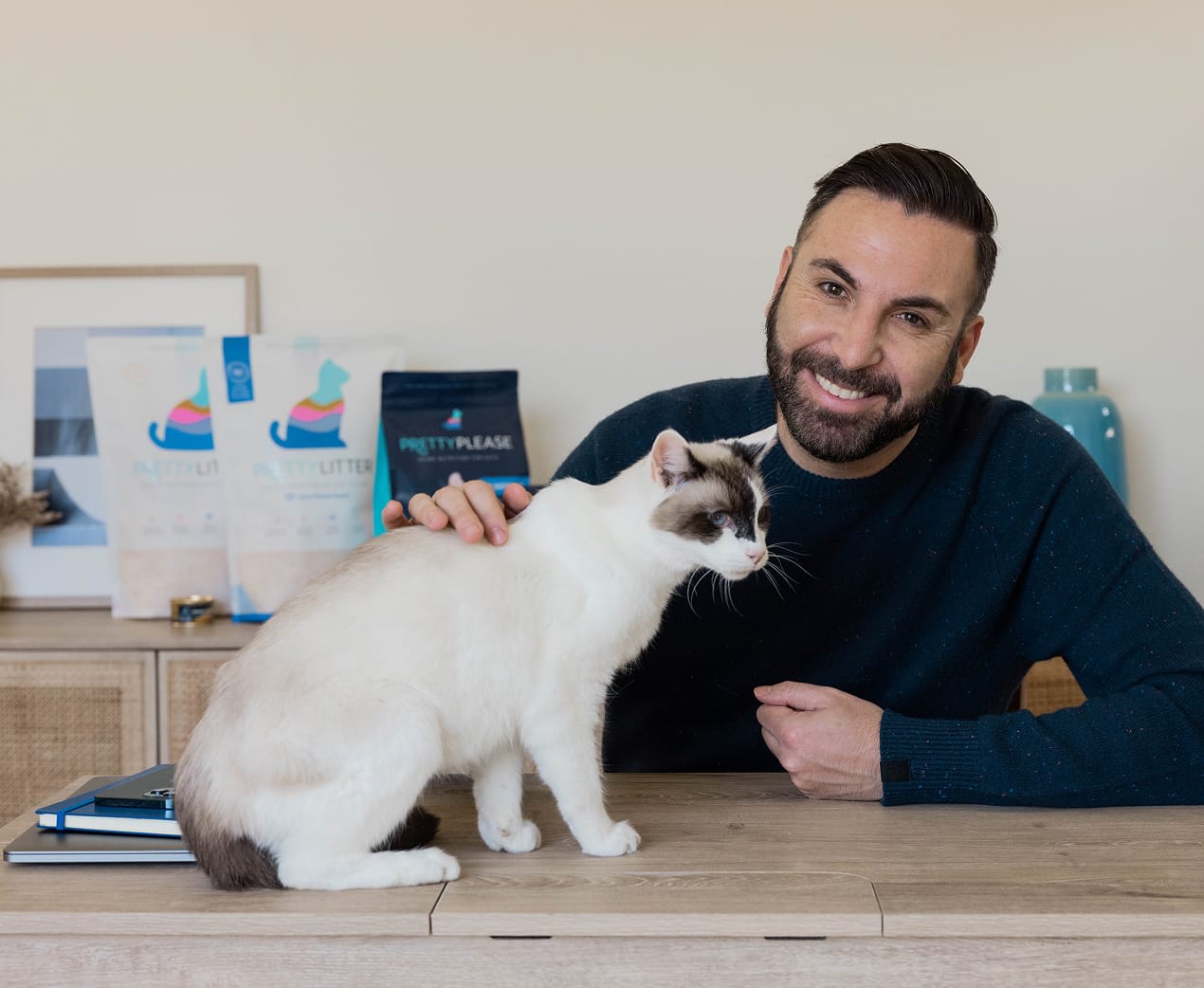 Daniel Rotman, PrettyLitter Founder & CEO with cat