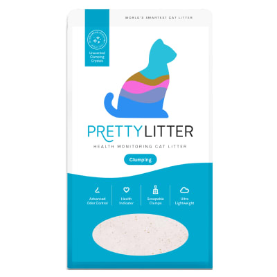 PrettyLitter clumping health monitoring cat litter bag