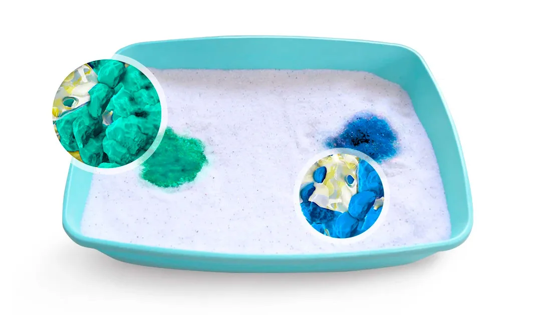 Litter box with color examples