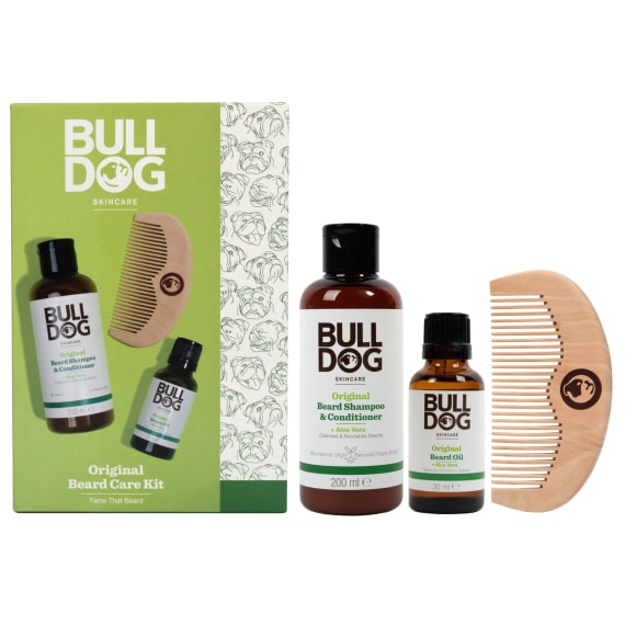BULLDOG ORIGINAL BEARD CARE KIT 3PC (BEARD COMB, 200ML BEARD SHAMPOO