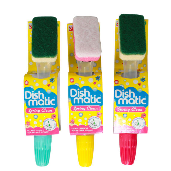 DISHMATIC SPONGE FILLABLE HANDLE (ASSORTED COLOURS) Pricecheck