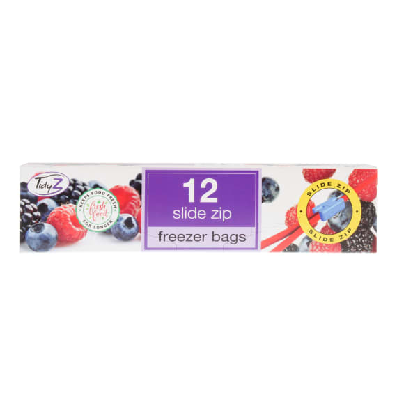 TIDYZ FREEZER BAGS SLIDE ZIP 12'S Pricecheck
